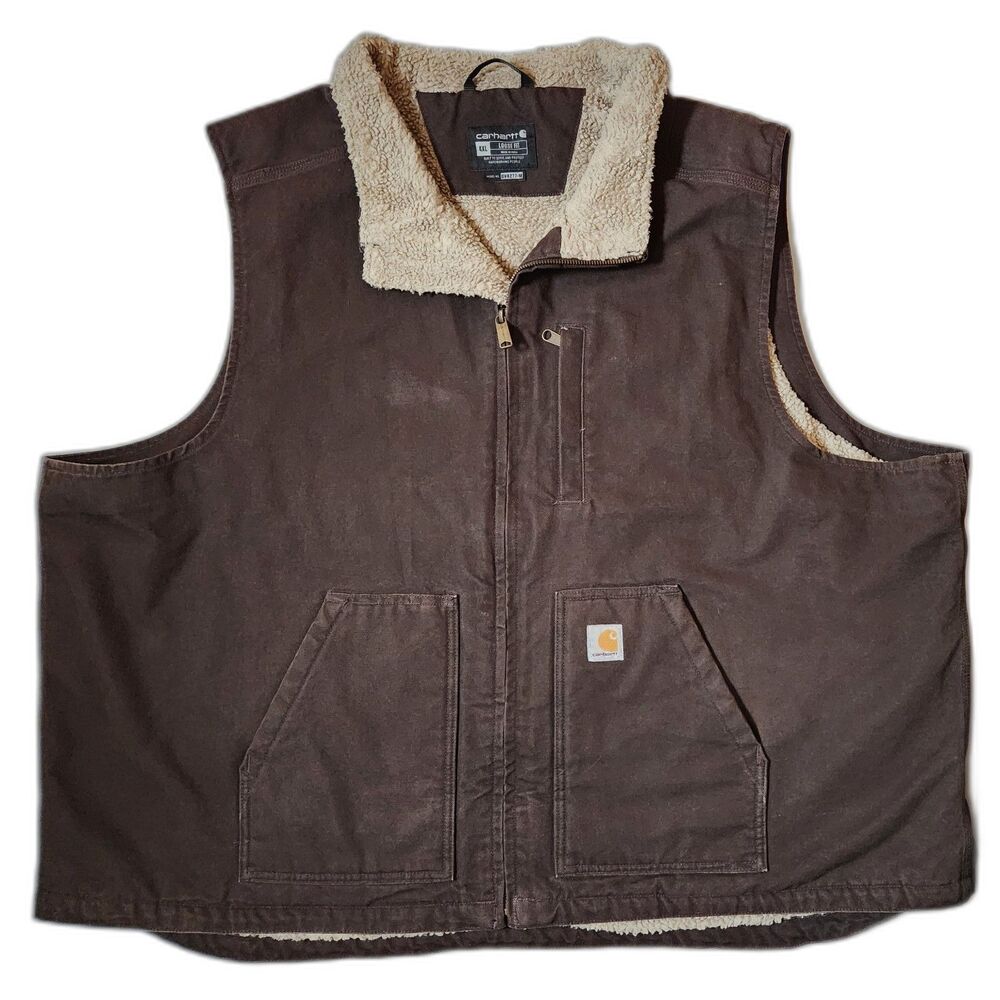 Carhartt Sherpa‑Lined Vest Men’s 4XL Loose Fit Dark Brown